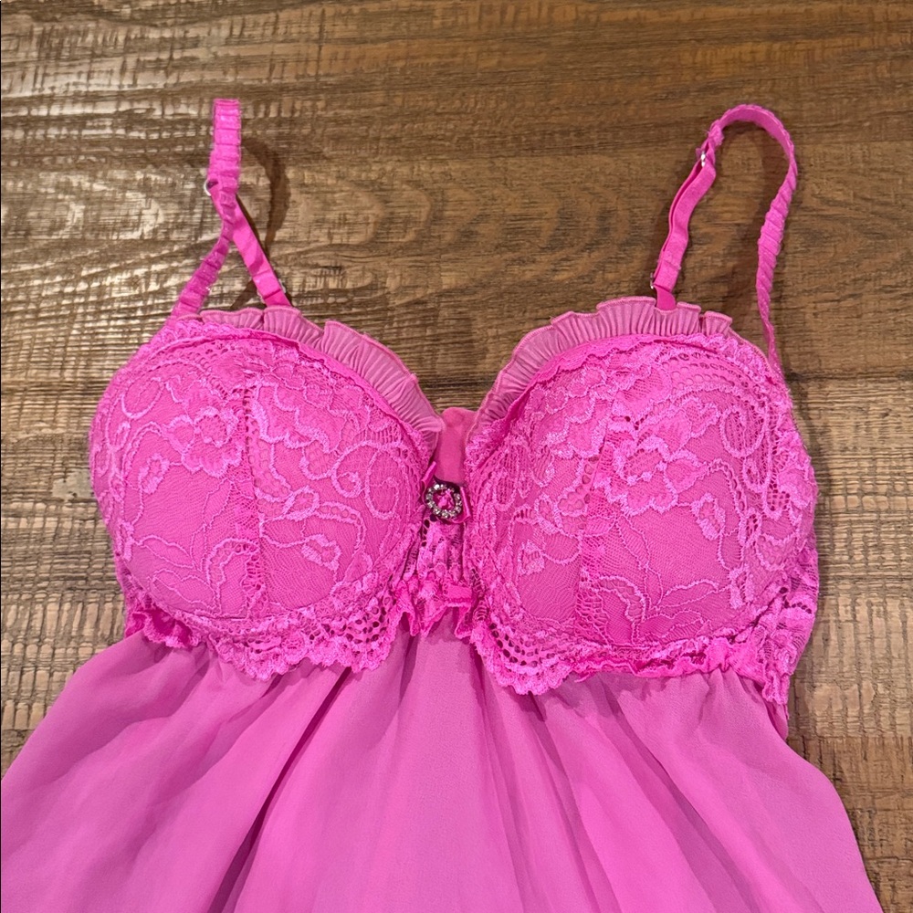 Not available Elegant Pink Lace Chemise - Picture 3 of 8